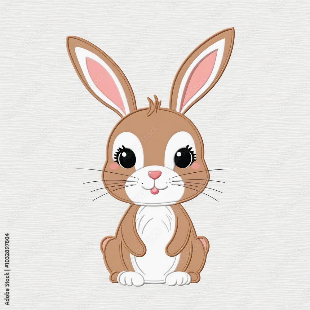 Obraz premium cute rabbit on white background, applique for kids t-shirts