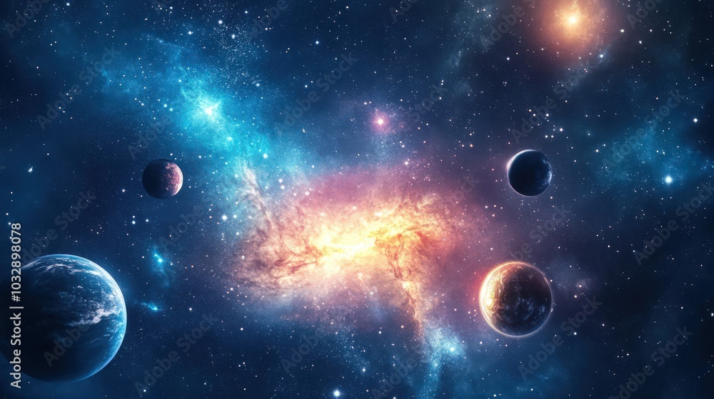 Astronomy backdrop with cosmic and space elements Astronomy backdrop with cosmic and space elements