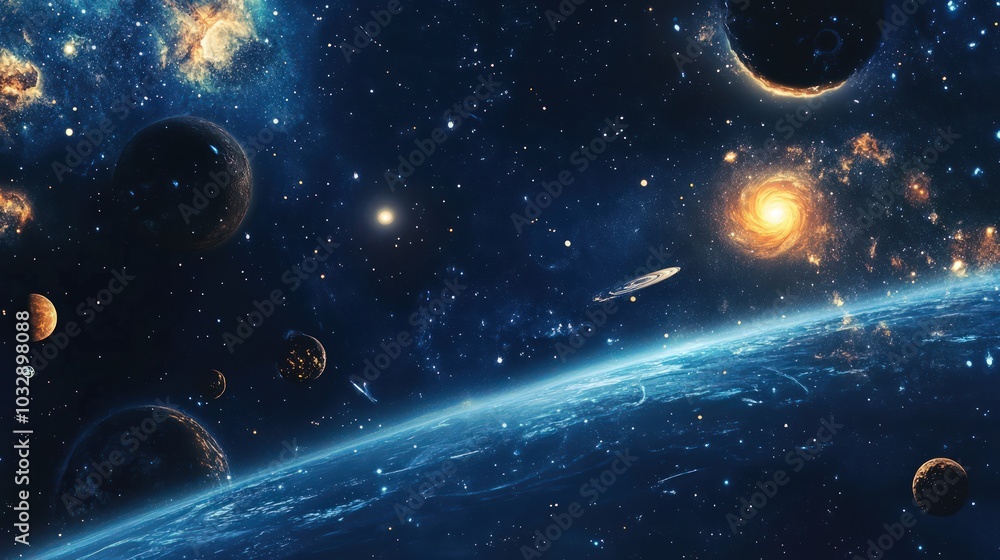 Astronomy backdrop with cosmic and space elements Astronomy backdrop with cosmic and space elements