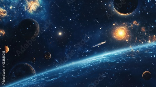 Astronomy backdrop with cosmic and space elements