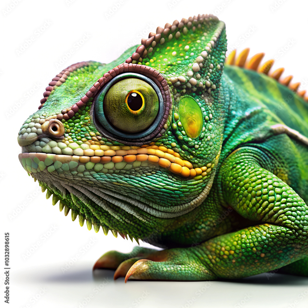 Fototapeta premium Chameleon on White Background. 