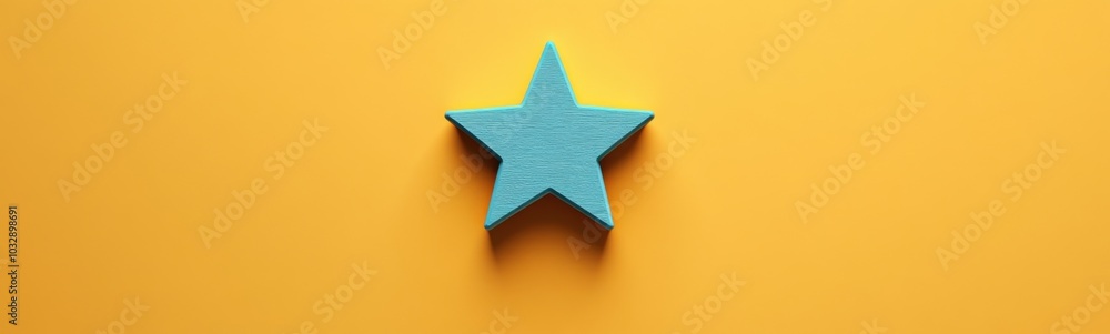 Obraz premium Blue star shaped object on a yellow surface