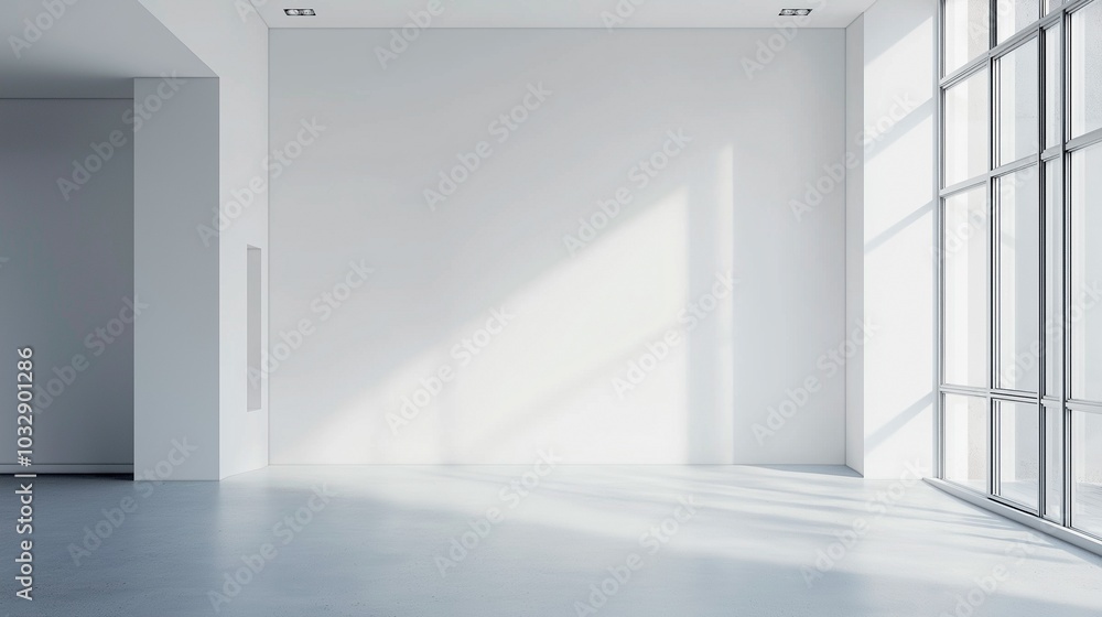 Fototapeta premium empty studio interior, white floor with concrete floor.