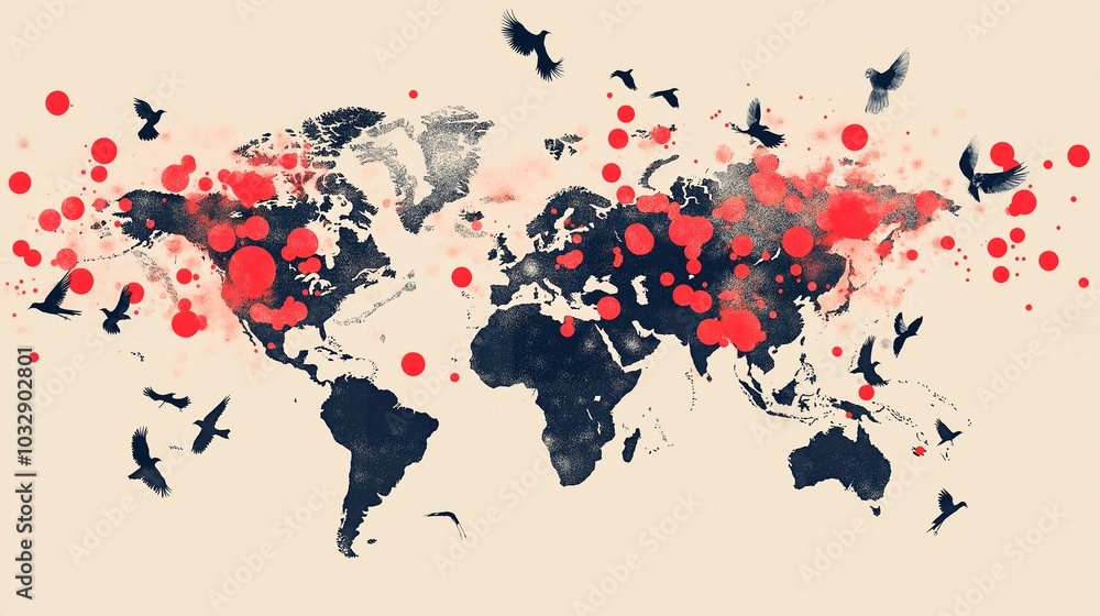 Fototapeta premium map of the world with a flag on a white background