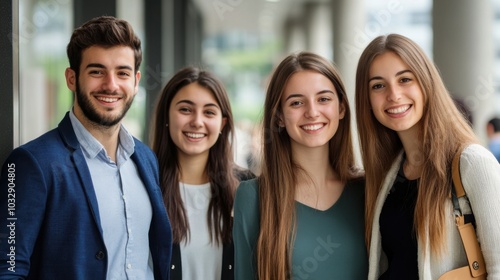 Group of Students Smiling Outside a School Setting