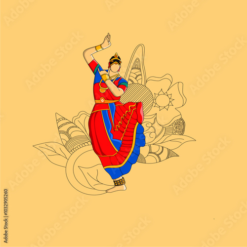 illustration vector graphic of a traditional indian dancer
