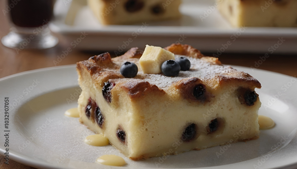 piece of bread and butter pudding on a plate piece of bread and butter pudding on a plate