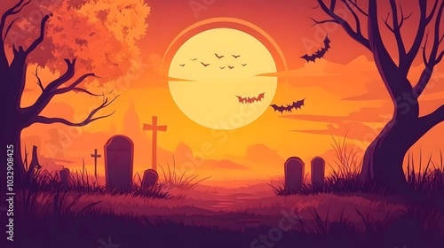 Halloween Night Background from the Graveyard 