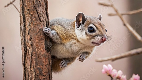 Siberian flying squirrel with its patagium extended photo