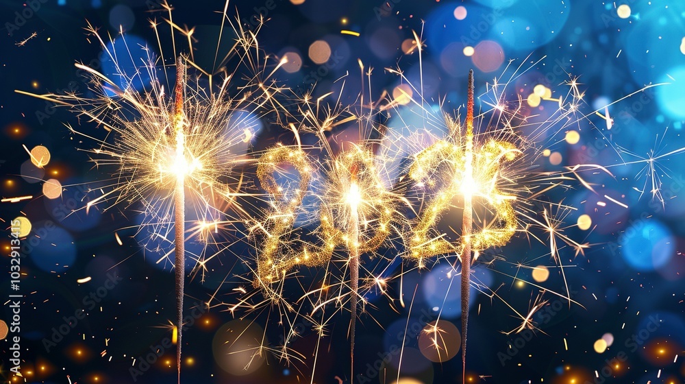Obraz premium 2023 Sparkler Display with Blurred Background