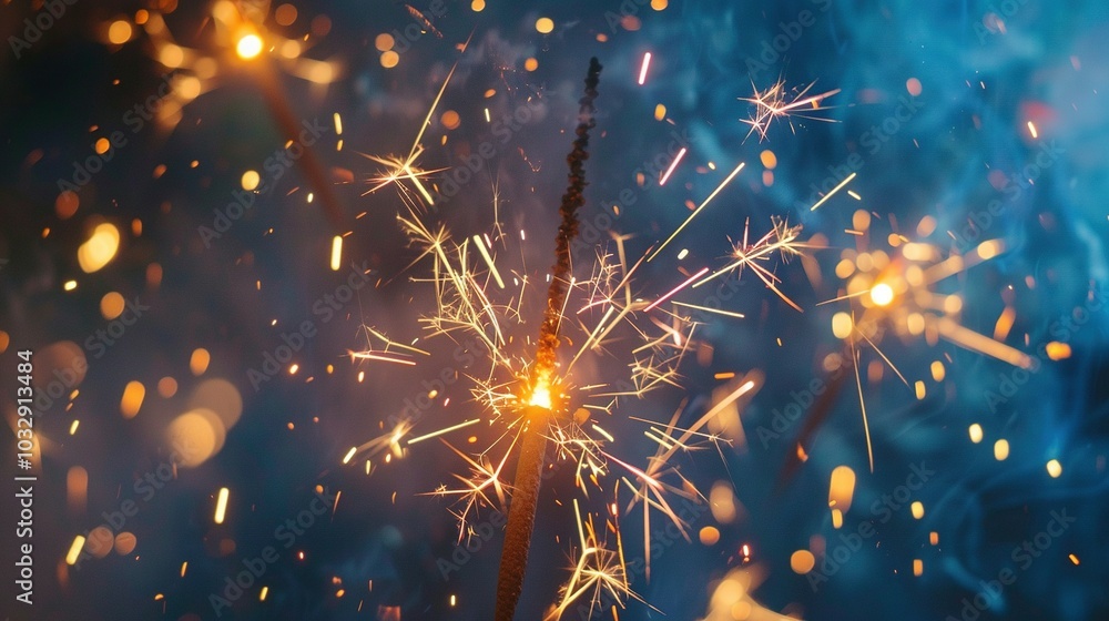 Obraz premium A Close-Up of a Burning Sparkler with a Blurred Background