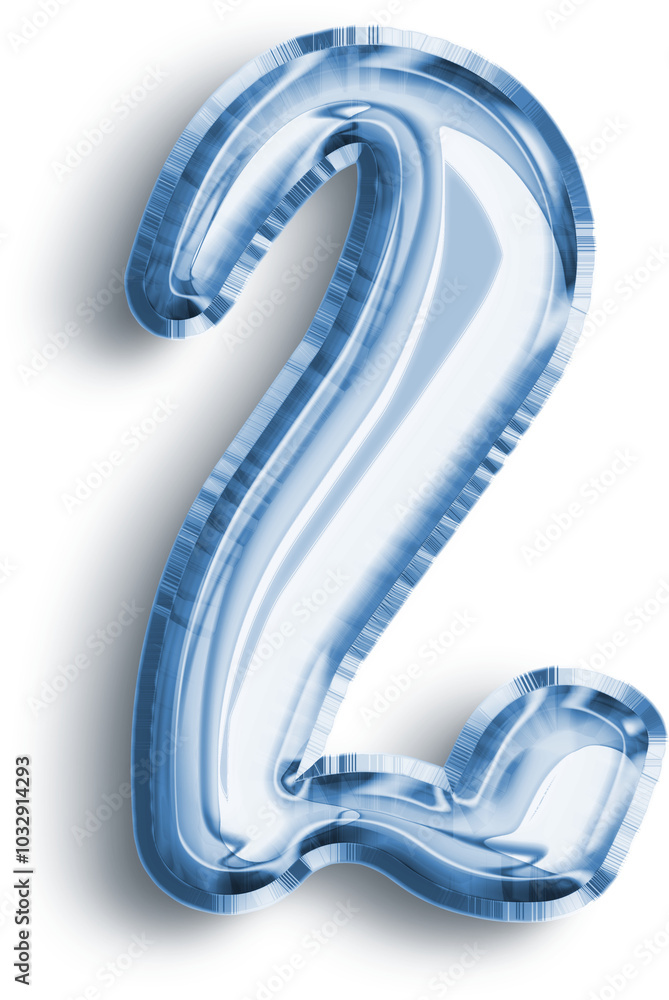 Metallic Balloon number 2 in blue tones Metallic Balloon number 2 in blue tones
