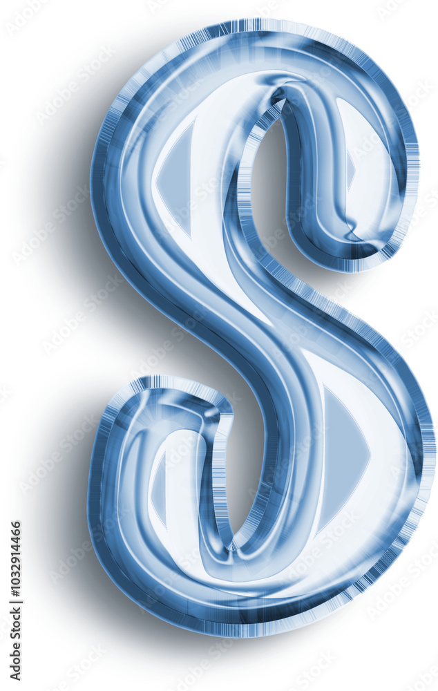 Fototapeta premium Metallic Balloon letter S in blue tones