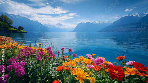 lake and mountains