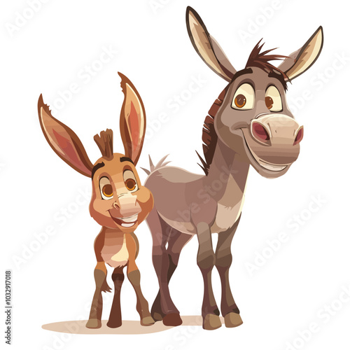 Vector Illustration of cartoon Donkey, isolated on a white background, cartoon Donkey vector