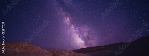 Wallpaper Mural Milky Way galaxy over a dark desert landscape. Torontodigital.ca