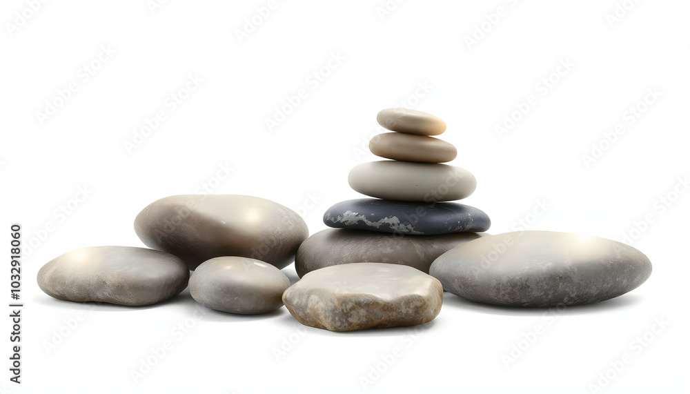 Zen stones isolated with white highlights, png Zen stones isolated with white highlights, png