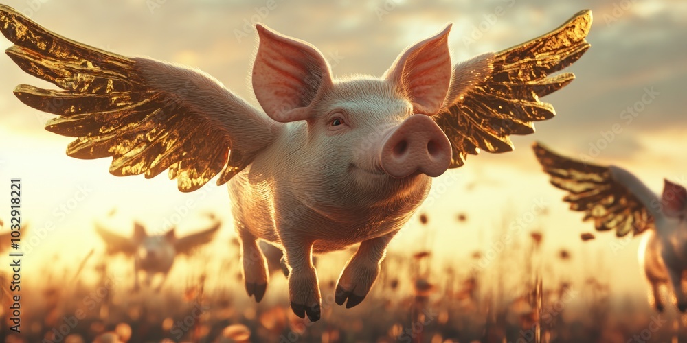 Fantastical Pig with Angelic Wings Fantastical Pig with Angelic Wings
