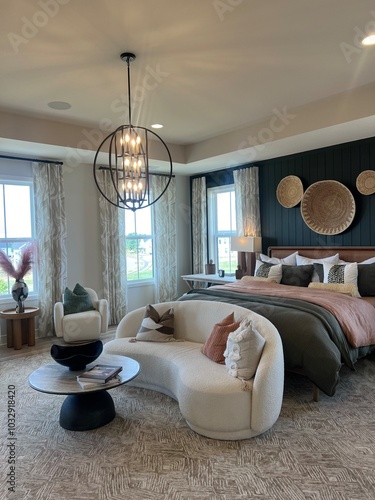 Beautiful Neutral and Green Modern Bedroom