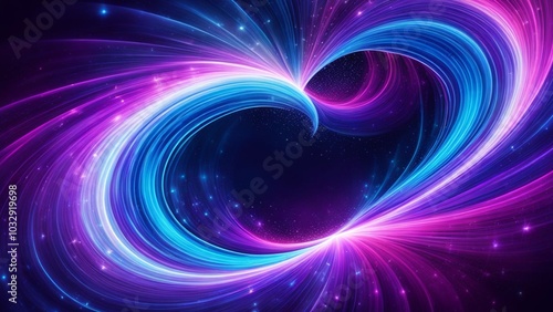 Abstract background with blue and pink waves and stars