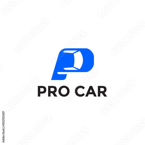 Letter P with car vector logo design. Fonts for automotive, vechile, logo, transportation, monogram and race. Alphabet label symbol for branding and identity.