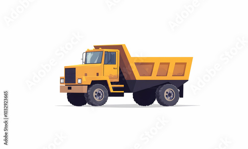 Yellow dump truck with a white background.