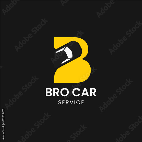 Letter B with car vector logo design. Fonts for automotive, vechile, logo, transportation, monogram and race. Alphabet label symbol for branding and identity.