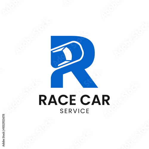 Letter R with car vector logo design. Fonts for automotive, vechile, logo, transportation, monogram and race. Alphabet label symbol for branding and identity.