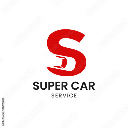 Letter S with car vector logo design. Fonts for automotive, vechile, logo, transportation, monogram and race. Alphabet label symbol for branding and identity.