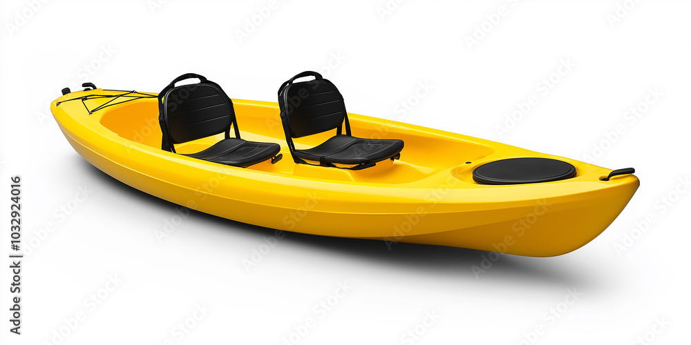 Yellow tandem kayak isolated on white background Yellow tandem kayak isolated on white background