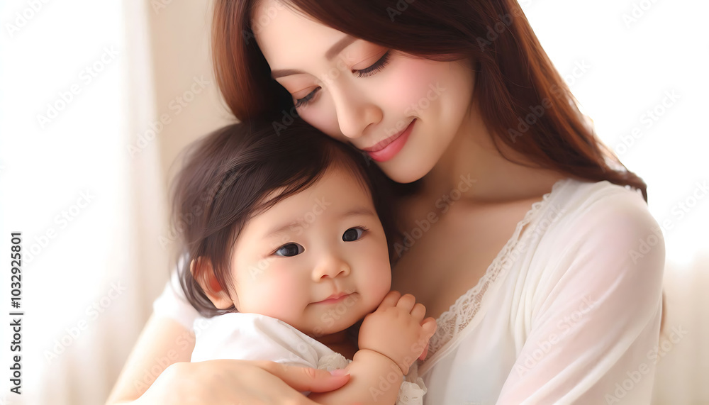 A loving mother holding her newborn baby, capturing the joy and warmth of family life A loving mother holding her newborn baby, capturing the joy and warmth of family life