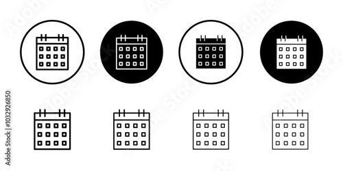 Calendar icon Flat fill set collection