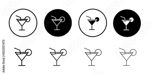 Cocktail icon Flat fill set collection