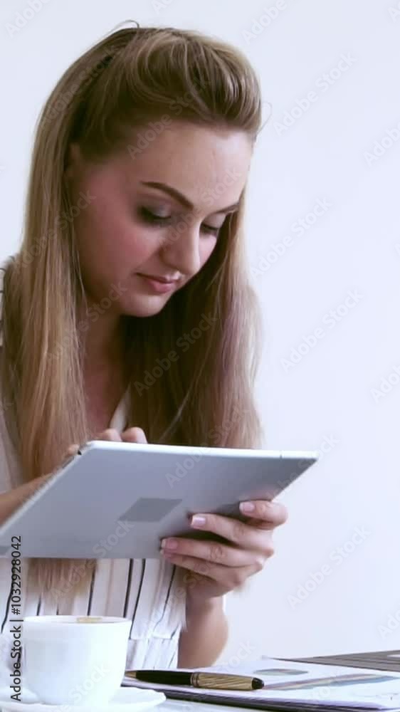 Blonde business woman working at modern office. Business concept. Blonde business woman working at modern office. Business concept.