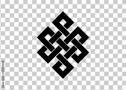 endless tibetan eternal knot symbol tattoo logo isolated on transparent background. vector illustration.