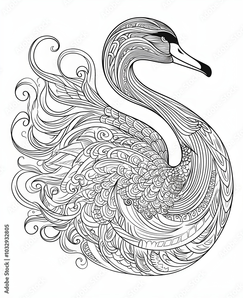 Intricate Mandala Swan Line Art Without Background Intricate Mandala Swan Line Art Without Background