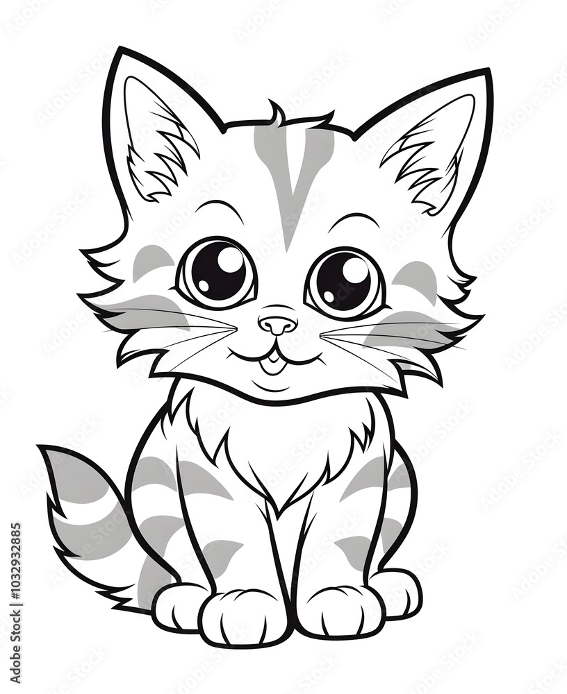 Obraz premium Adorable American Bobtail Cat Coloring Page for Kids