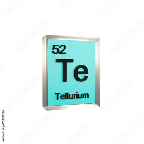 Tellurium side - Periodic Table Element, Scientific and Educational Use, Transparent and Translucent Design, 3D Render