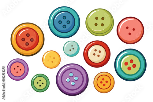 Collection of various sewing button on white background. each on is shot separately