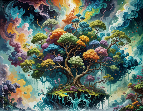 Surreal Visual Representation of the Tree of Life in Full Color