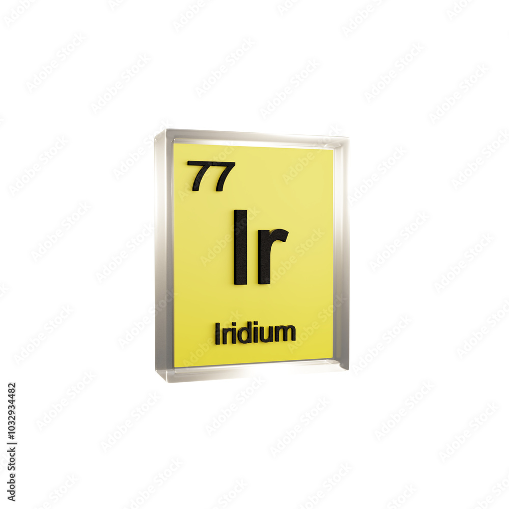 Iridium side - Periodic Table Element, Scientific and Educational Use, Transparent and Translucent Design, 3D Render Iridium side - Periodic Table Element, Scientific and Educational Use, Transparent and Translucent Design, 3D Render