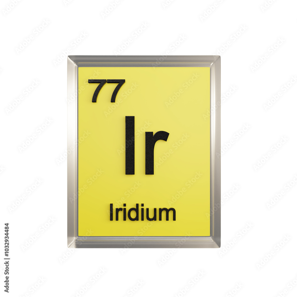 Iridium front - Periodic Table Element, Scientific and Educational Use, Transparent and Translucent Design, 3D Render Iridium front - Periodic Table Element, Scientific and Educational Use, Transparent and Translucent Design, 3D Render