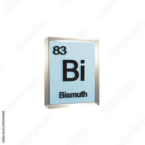 Bismuth side - Periodic Table Element, Scientific and Educational Use, Transparent and Translucent Design, 3D Render