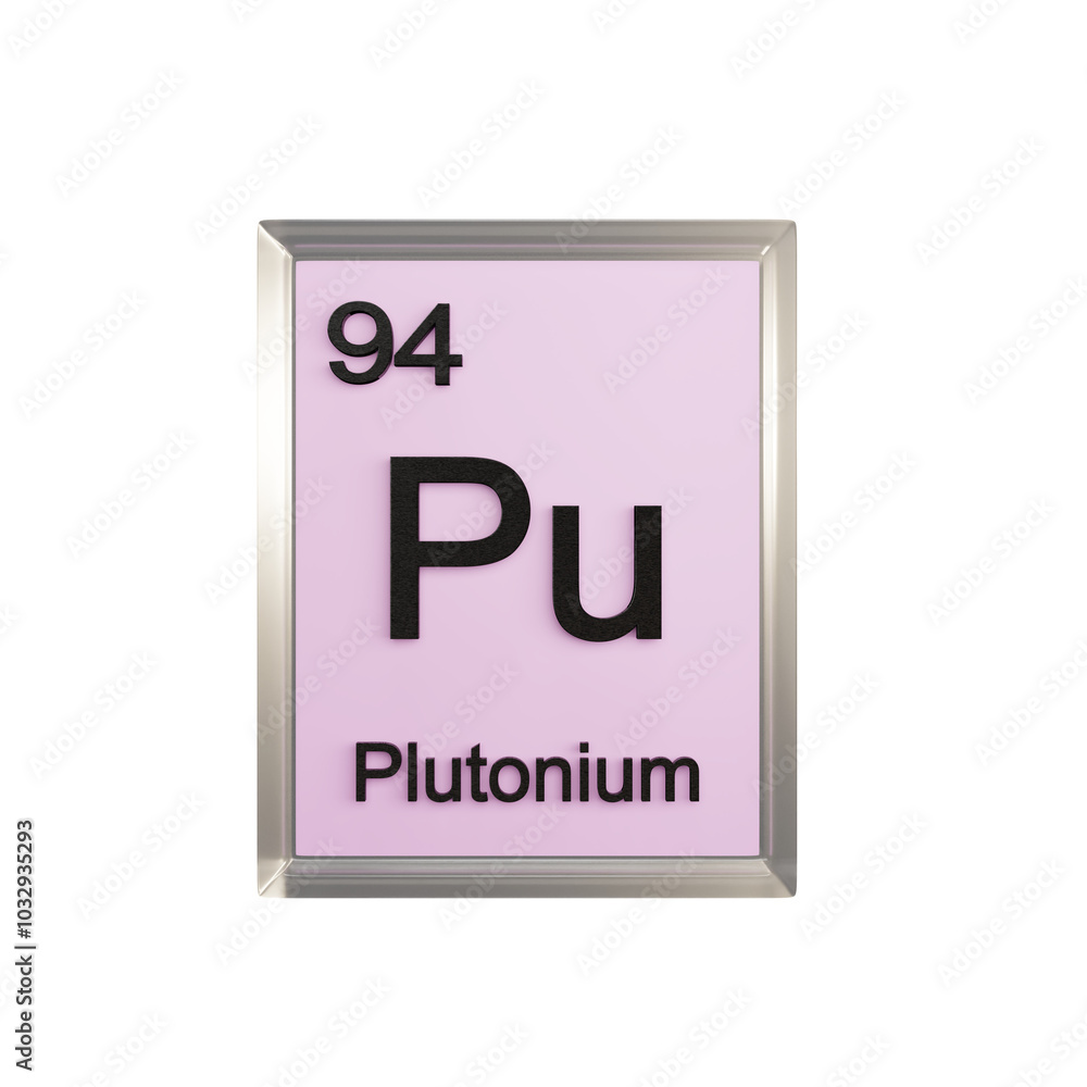 Plutonium front - Periodic Table Element, Scientific and Educational Use, Transparent and Translucent Design, 3D Render Plutonium front - Periodic Table Element, Scientific and Educational Use, Transparent and Translucent Design, 3D Render
