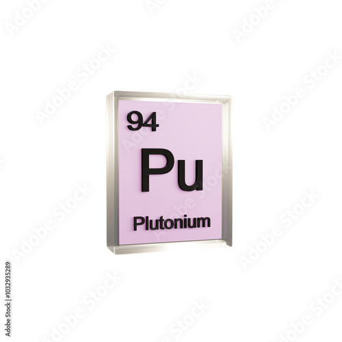 Plutonium side - Periodic Table Element, Scientific and Educational Use, Transparent and Translucent Design, 3D Render