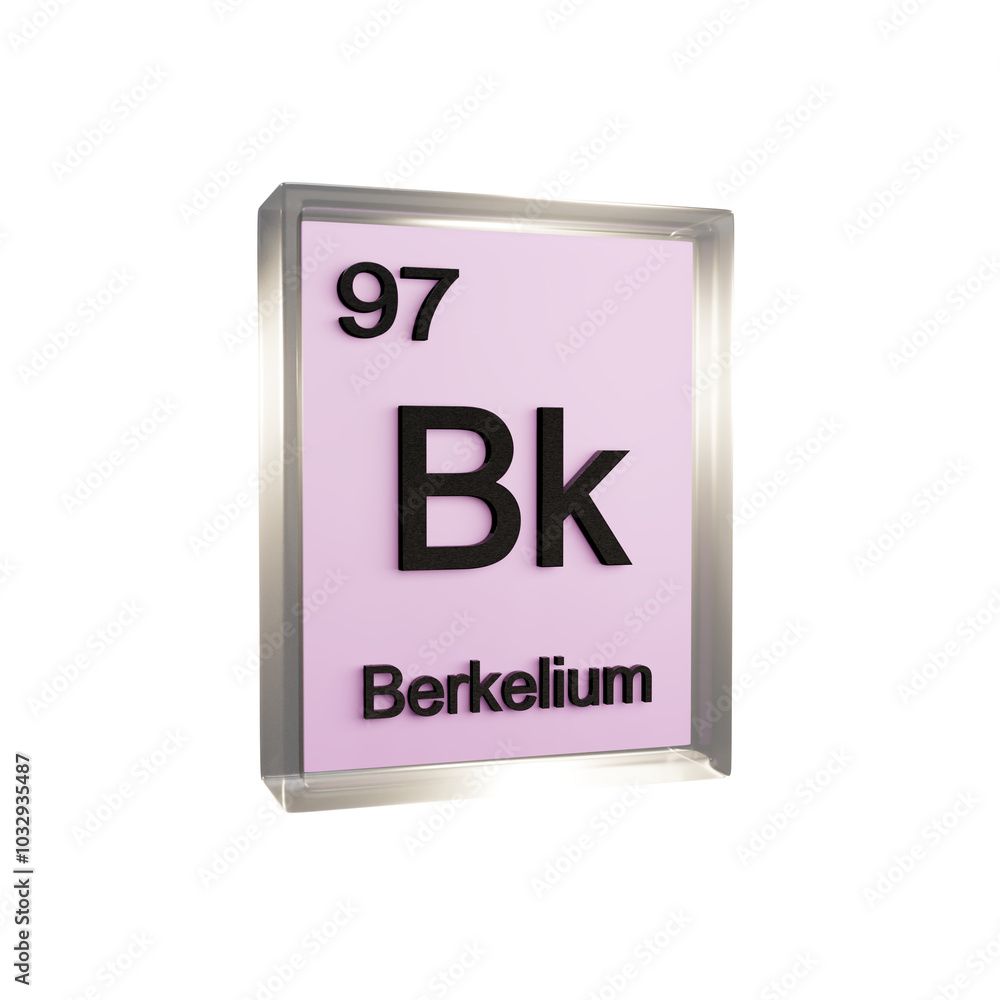 Berkelium side - Periodic Table Element, Scientific and Educational Use, Transparent and Translucent Design, 3D Render Berkelium side - Periodic Table Element, Scientific and Educational Use, Transparent and Translucent Design, 3D Render