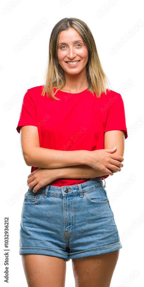 Young beautiful woman over isolated background happy face smiling with crossed arms looking at the camera. Positive person. Young beautiful woman over isolated background happy face smiling with crossed arms looking at the camera. Positive person.