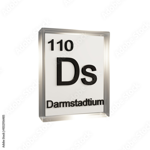 Darmstadtium side - Periodic Table Element, Scientific and Educational Use, Transparent and Translucent Design, 3D Render