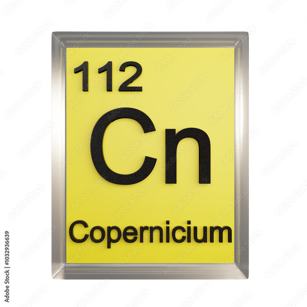 Fototapeta premium Copernicium front - Periodic Table Element, Scientific and Educational Use, Transparent and Translucent Design, 3D Render