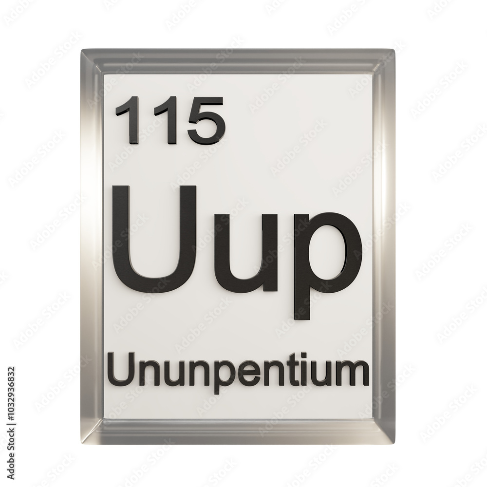 Ununpentium front - Periodic Table Element, Scientific and Educational Use, Transparent and Translucent Design, 3D Render Ununpentium front - Periodic Table Element, Scientific and Educational Use, Transparent and Translucent Design, 3D Render